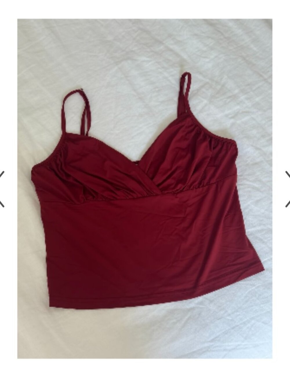 Cider - Crossover Ruched Cami Top - Maroon - Size XS